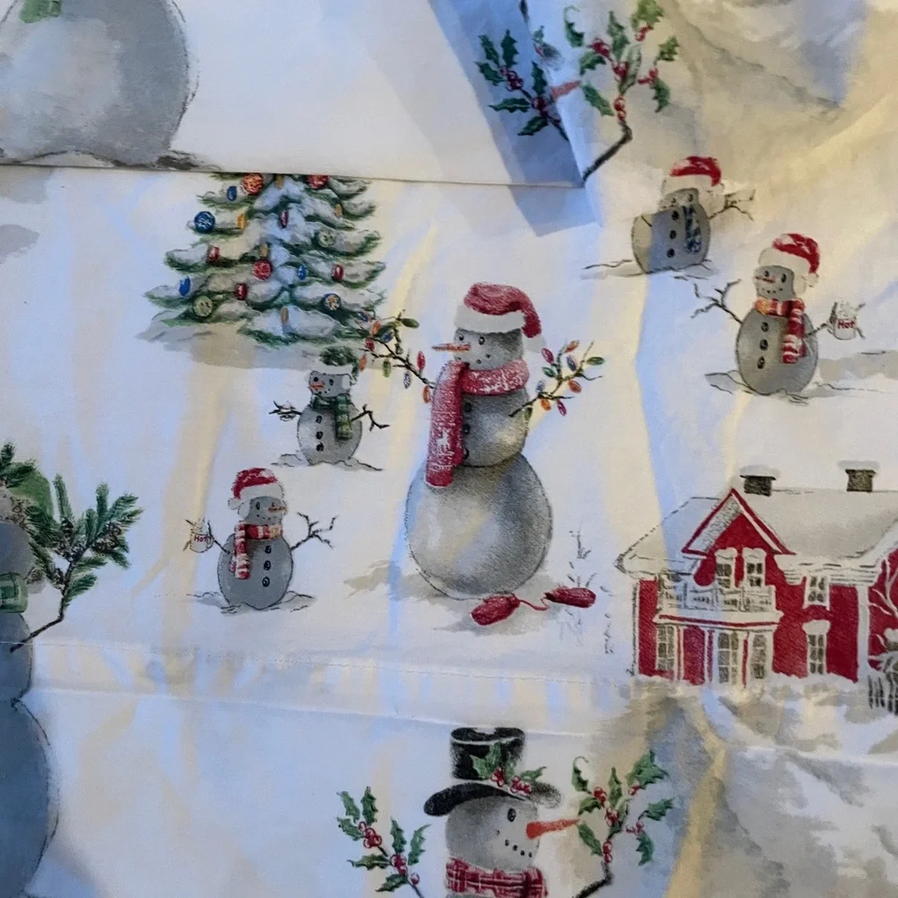 Pottery barn snowman full size sheet set